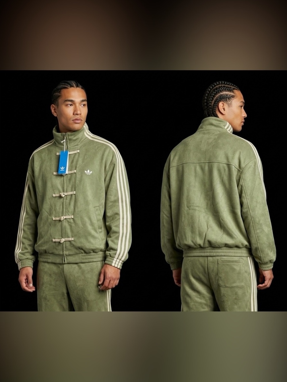 Unisex Rust olive green Bomber Jacket with Three Stripes